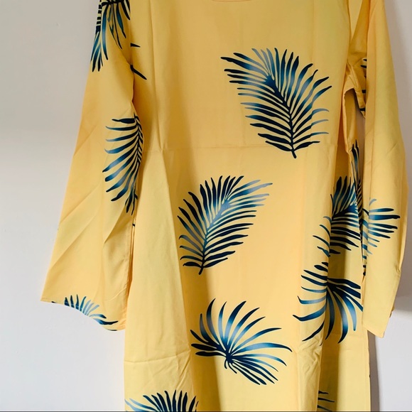 Yellow O-neck Floral Midi Dress - Picture 5 of 8